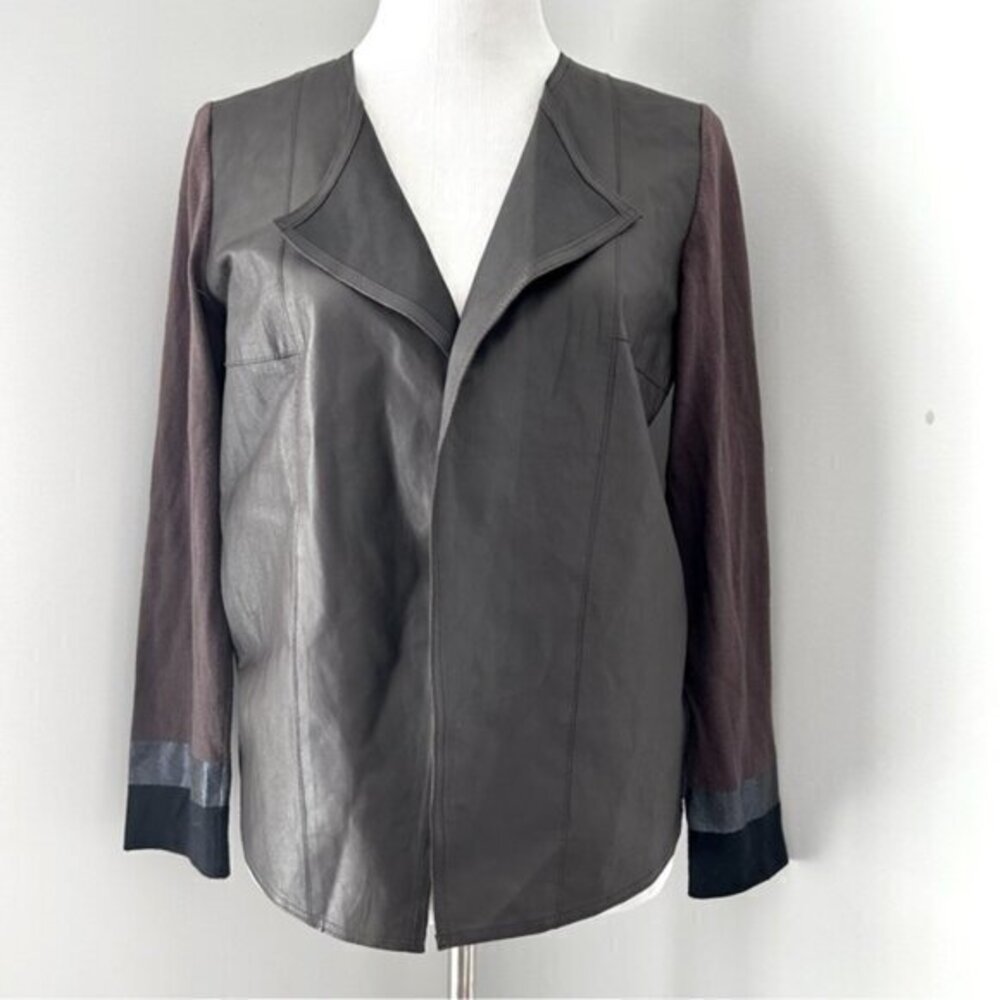 Luisa Cerano Leather and Silk Cardigan